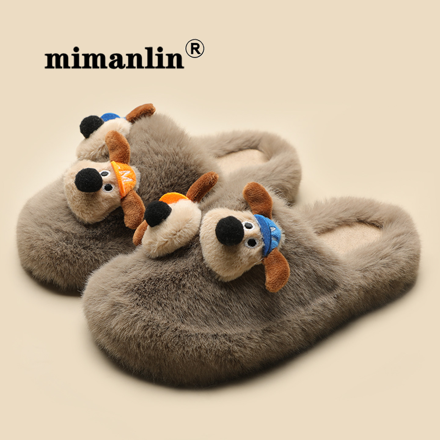 狗狗加绒毛毛拖鞋女秋冬外穿可爱平底保暖防滑室内居家包头棉拖鞋,女鞋,毛毛鞋,淘宝优惠券,粉丝福利购,淘宝优惠卷