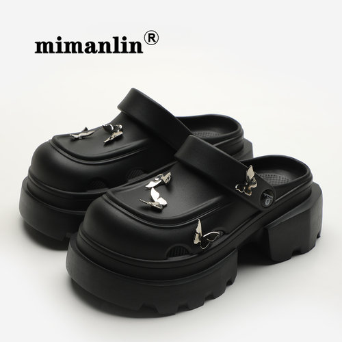 高跟鞋玛丽珍绝美凉鞋女夏季外穿2025新款防滑时尚半拖大头洞洞鞋