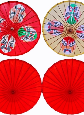 古风油纸伞脸谱红色中式火锅酒店茶楼餐厅吊顶装修古代防雨伞桐油