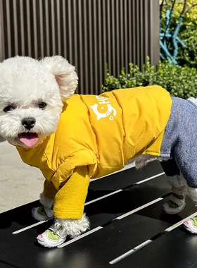 丑丑小狗衣服羽绒马甲保暖泰迪比熊雪纳瑞博美犬宠物服饰90白鸭绒