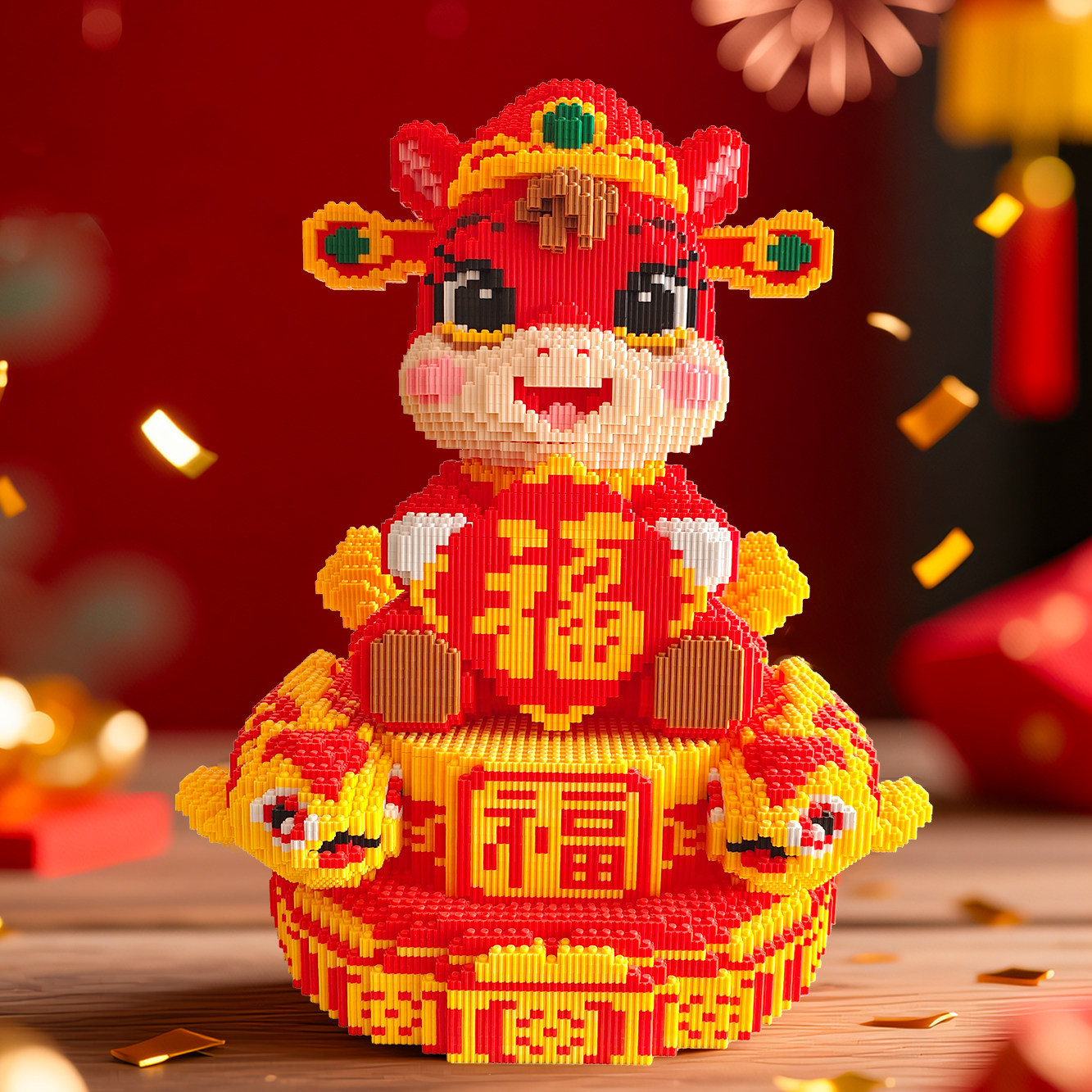 新年礼物小颗粒益智拼装积木成人儿童拼插玩具招财猫马年拼图摆件,玩具/童车/益智/积木/模型,普通塑料积木,淘宝优惠券,粉丝福利购,淘宝优惠卷