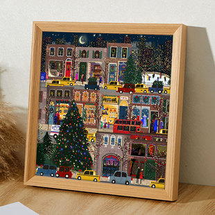 冬灯拼图裱框实木底框1000片70x50画框500片冬灯相框300块可挂墙