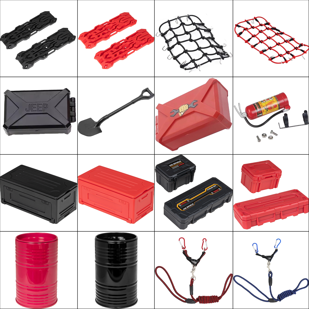 RC模型仿真攀爬车 装饰心情件 车顶摆件 行李箱 脱困板 铁铲 油桶