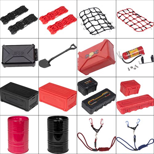 RC模型仿真攀爬车 装饰心情件 车顶摆件 行李箱 脱困板 铁铲 油桶