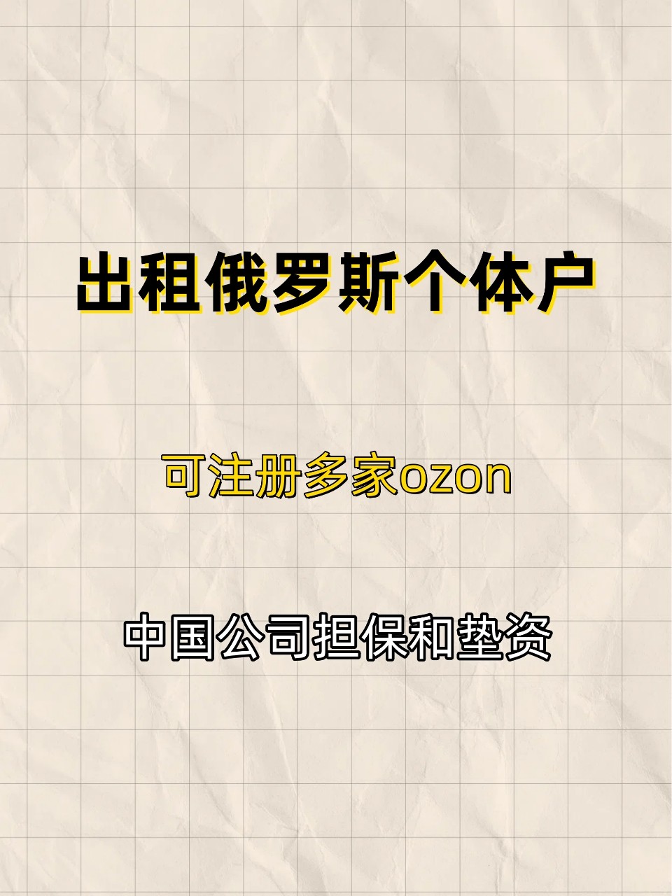 俄罗斯个体户主体出租ozon本土店wb本土店俄罗斯回款俄罗斯物流