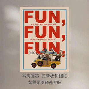 美式复古海滩男孩快乐海报卧室咖啡店客厅餐厅休息吧小众装饰画芯