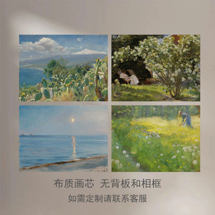 白玫瑰花丛风景油画复古大师印象派轻奢装饰画芯小众艺术客厅版画