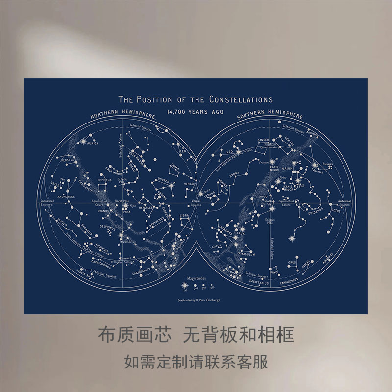 复古深蓝StarMap星图装饰画芯星座银河星空图卧室床头摆件挂画