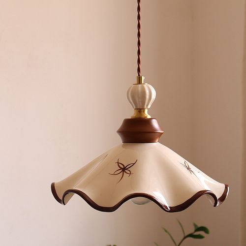 中古奶油风手绘陶瓷吊灯