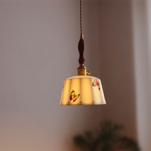 日式复古釉面陶瓷小吊灯