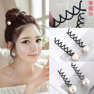 隐形螺旋夹韩国气质发夹盘发器影楼珍珠发簪美发工具花苞丸子头女