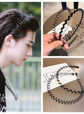 韩式黑色铁发箍头箍波浪发卡男发夹洗脸压发刘海碎发敷面膜女简约