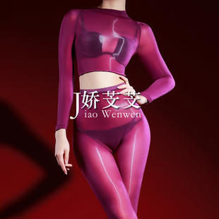 全身油亮连体衣马油丝袜性感紧身油光丝滑分体连身袜情调趣味战袍