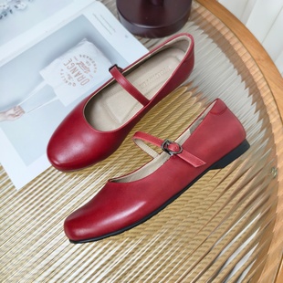 慢先森 790 真皮软平底牛皮女鞋 极简约百搭舒适圆头低跟新款