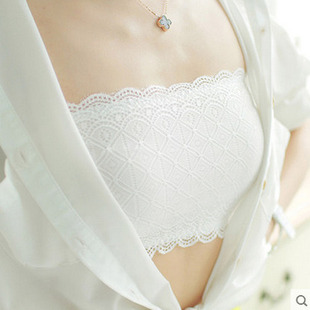 抹胸短款 一片式 内搭防走光无肩带打底 防滑内衣女裹胸夏季 蕾丝薄款