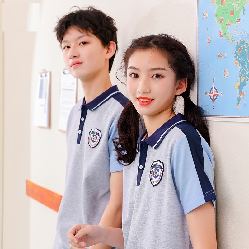 运动风班服短袖衬衫定制朗诵典礼教师开学季白色四件套宝宝夏天