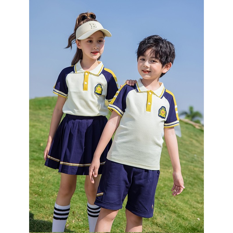 小学生校服短袖衬衫开学季运动风校服/园服