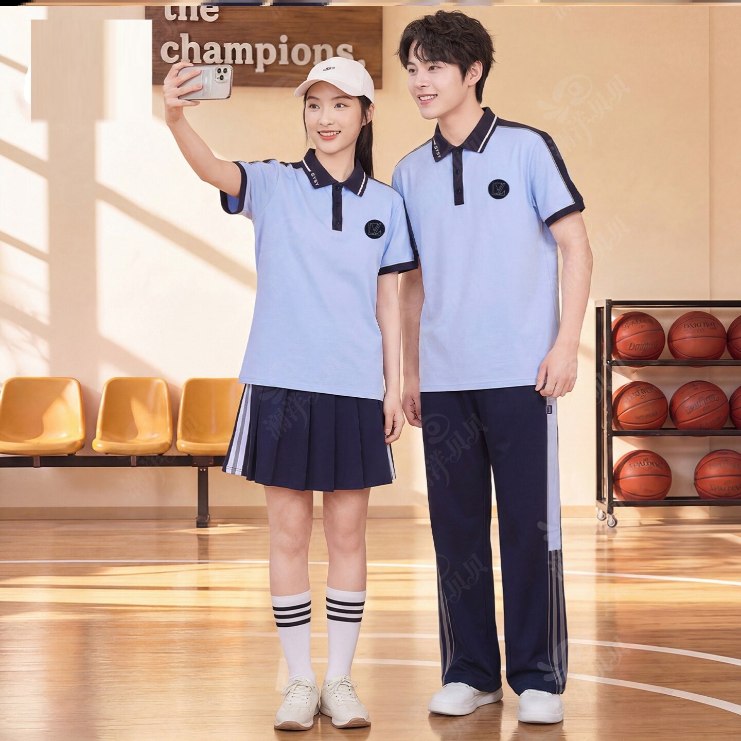 辽宁省沈阳市新民市中学夏季校服第三款儿童初高中短袖班服定做