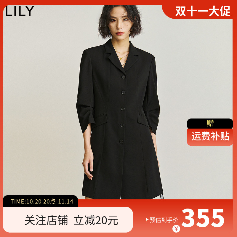 【商场同款】LILY2025夏新款女装通勤气质中长款西装连衣裙小个子