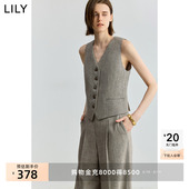 LILY2025秋新款 马甲 西装 女装 羊毛混纺老钱风V领休闲气质通勤无袖