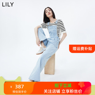 舒适全棉休闲复古美式 校园减龄显瘦背带牛仔裤 女装 LILY2023夏新款