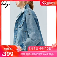 Lily2019 mùa thu mới của phụ nữ ngọc trai nước ngoài cổ áo bỏ túi denim giản dị áo khoác ngắn 3909 - Áo khoác ngắn áo khoác cardigan nữ