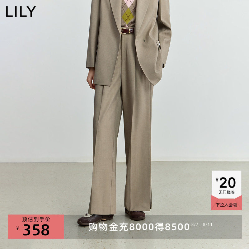LILY2025秋新款女装经典老钱风垂感休闲百搭通勤高级感直筒裤西裤