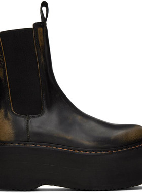 GSM 23秋冬 R13 Double 黑色真皮做旧厚底女士切尔西靴75折