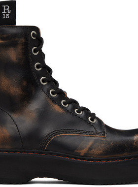 GSM 23秋冬 R13  黑色真皮做旧系带男士马丁靴75折