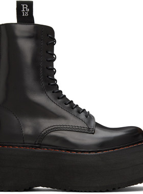 GSM 23秋冬 R13 Double 黑色真皮后拉链设计厚底女士马丁靴75折