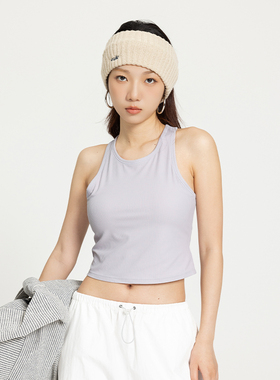 BuPaiDui 夏季新款运动背心女自带胸垫无袖弹力瑜伽健身服上衣