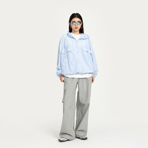 BuPaiDui凉感透气UPF50+原纱连帽防晒服夏季新款运动宽松上衣外套