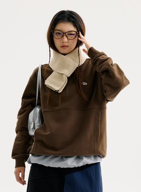 BuPaiDui 秋冬款半开领领口撞色YKK拉链套头卫衣运动百搭男女同款