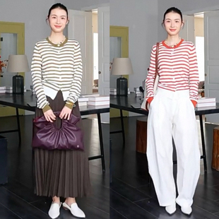 条纹开衫 橄榄绿南瓜橘亚麻混纺薄款 防晒衫 点击详情进入新店拍