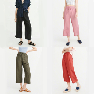 随性大气 牛货 J简气质 55亚麻 5色 清仓特 亚麻阔腿九分裤 元