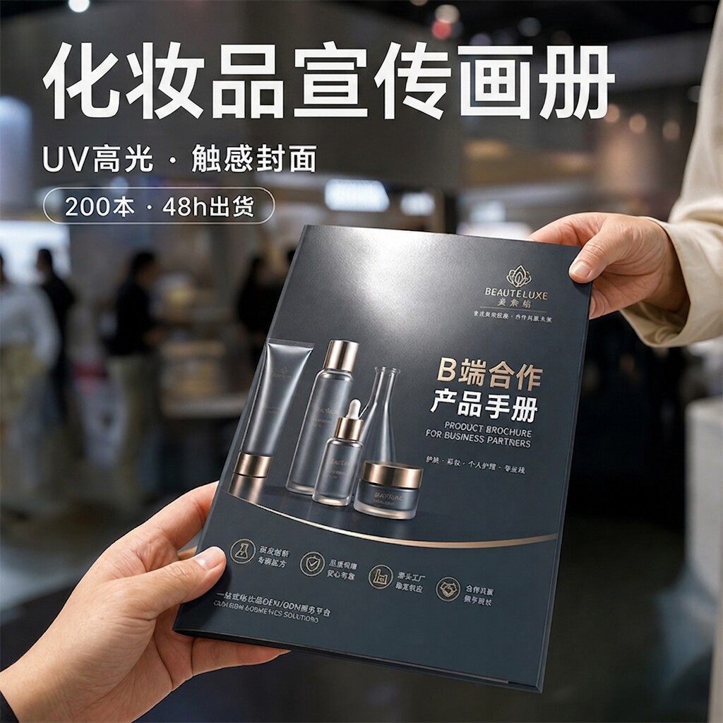 化妆品画册定制产品目录印刷一件起订免费设计企业宣传册定做美妆包装册勒口触感膜