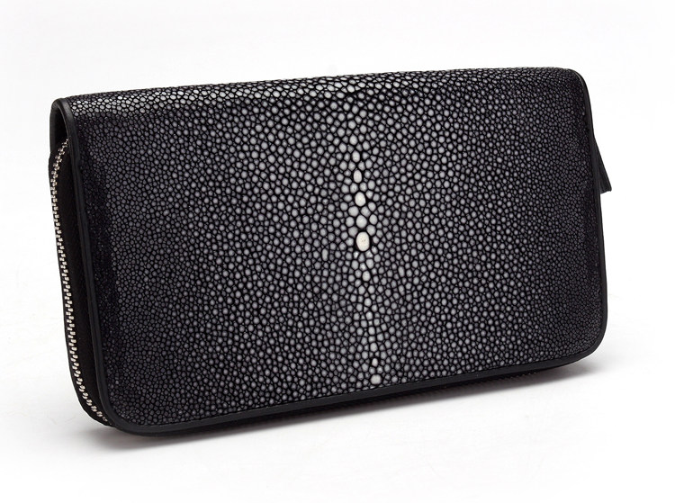 新款泰国进口珍珠鱼钱包休闲男士全磨珠手拿包真皮单拉链手包正品