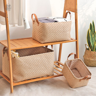 Simple storage basket woven linen large finishing basket st