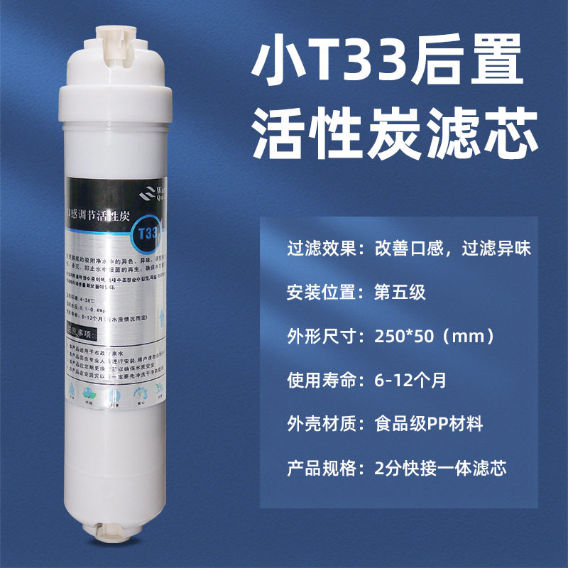 后置t33活性炭椰壳碳净水器配件通用滤芯快接口韩式分改善口感