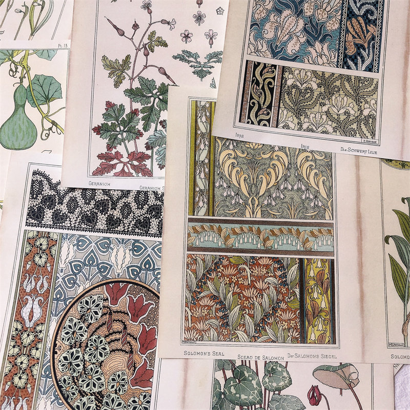 junk journal复古巴洛克花卉花纹背景纸 手帐拼贴装饰便签素材纸