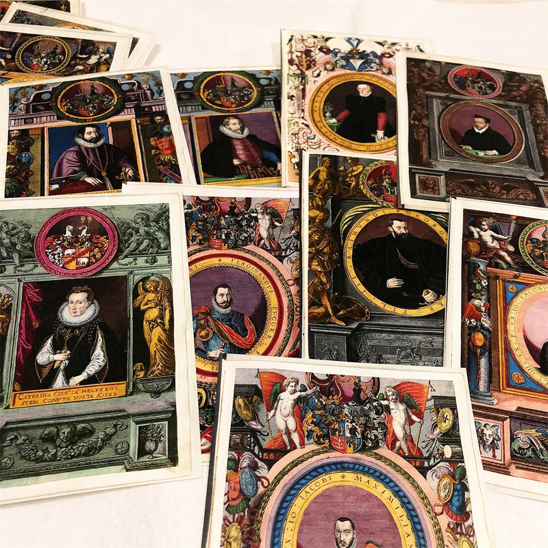 junk journal复古中世纪贵族画像装饰素材 手帐摆拍背景纸