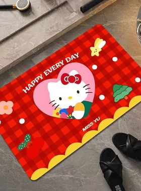 新款HelloKitty凯蒂猫卡通可爱地垫防滑吸水卫生间脚垫入户门脚垫