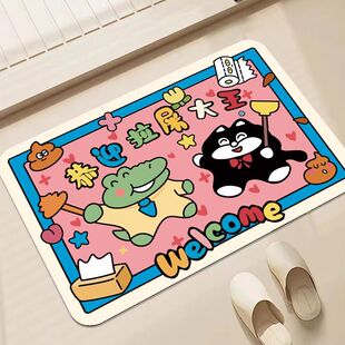 趣味卡通可爱浴室硅藻泥防滑地垫可爱卫生间吸水防滑脚垫耐脏地毯