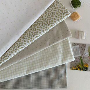 黄绿系ins碎花布料波点星星格子桌布布料手工diy拍照餐桌桌布面料