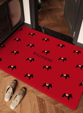 红色入户门地垫马年新款喜庆防滑除尘耐磨脚垫玄关大门口地毯地垫