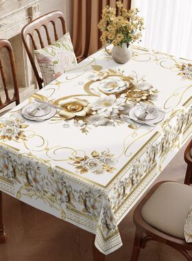 美式轻奢桌布ins风高级感印花餐桌布花卉茶几装饰台布盖布桌布