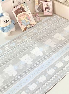 天使猫猫古早棉麻灰色ins可爱桌布高颜值手账桌垫居家宿舍餐桌垫