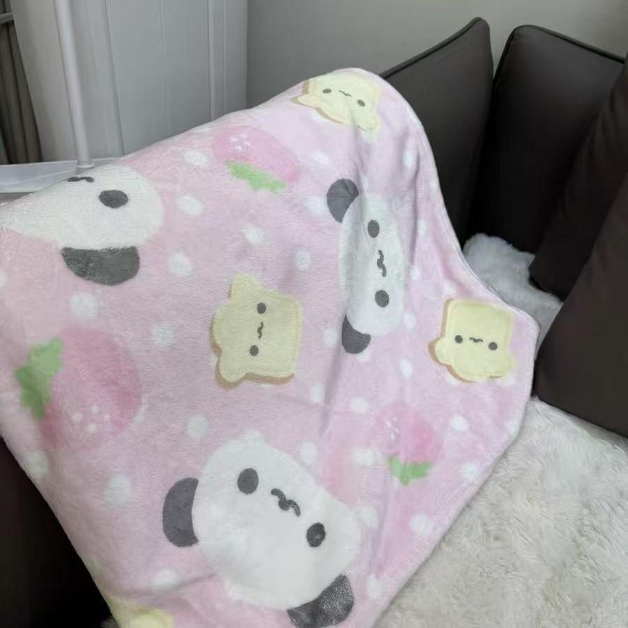 熊猫面包毛毯法兰绒可爱少女心空调毯四季通用小盖毯办公空调盖毯