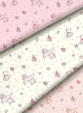 韩系ins风小马桌布可爱波点布料大肠发圈新年卡通装饰拍照背景布