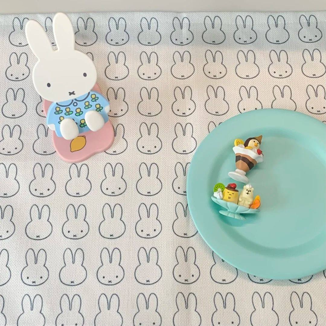 ins风可爱米菲兔棉麻桌布古早手账装饰拍照背景布卧室书桌茶几垫,居家布艺,办公桌垫,淘宝优惠券,粉丝福利购,淘宝优惠卷